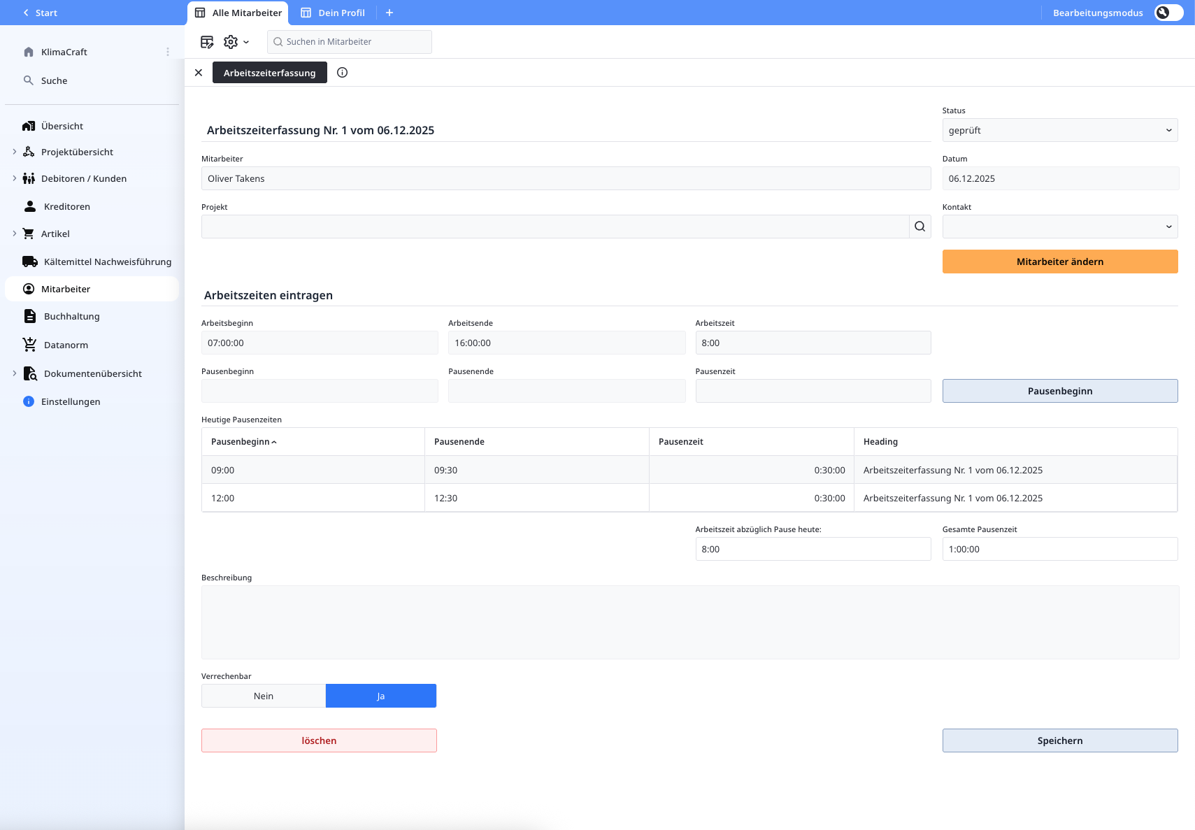 Digitale Zeiterfassung in der Kältetechnik